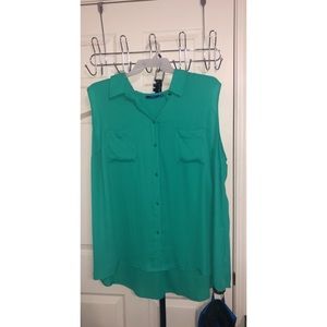 Green button up blouse